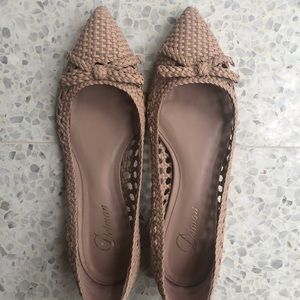Delman Woven Leather Flat in the PERFECT Nude